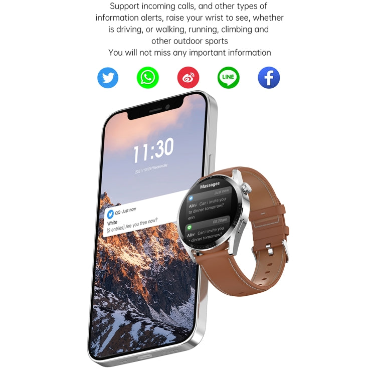 Ochstin 5HK3 Plus 1.36 inch Round Screen Bluetooth Smart Watch, Strap:Leather(Black) - Smart Wear by OCHSTIN | Online Shopping UK | buy2fix