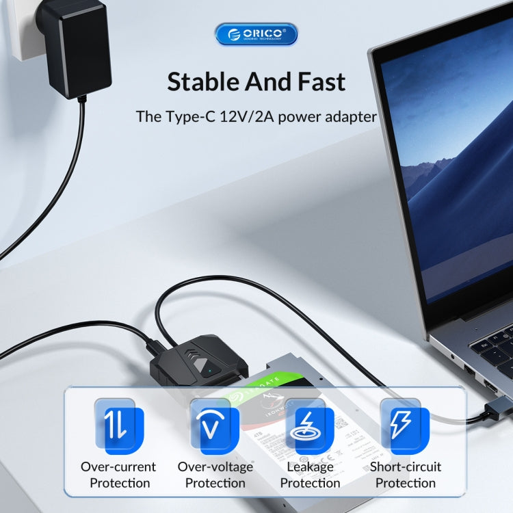 ORICO UTS2 USB 3.0 2.5-inch SATA HDD Adapter with 12V 2A Power Adapter, Cable Length:1m(EU Plug) - USB to IDE / SATA by ORICO | Online Shopping UK | buy2fix