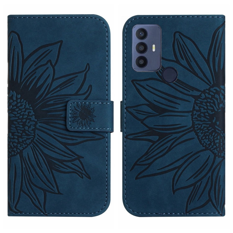 For TCL 30 SE/30E/306/305 Skin Feel Sun Flower Pattern Flip Leather Phone Case with Lanyard(Inky Blue) - More Brand by buy2fix | Online Shopping UK | buy2fix