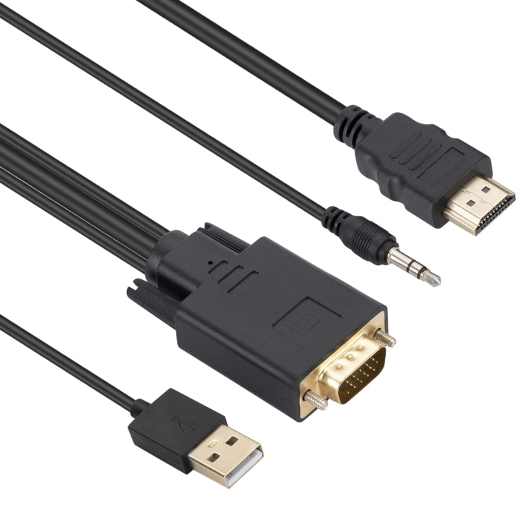 VGA to HDMI Adapter Cable with Audio Band Power Supply, Length: 1.8m(Black) - Cable by buy2fix | Online Shopping UK | buy2fix