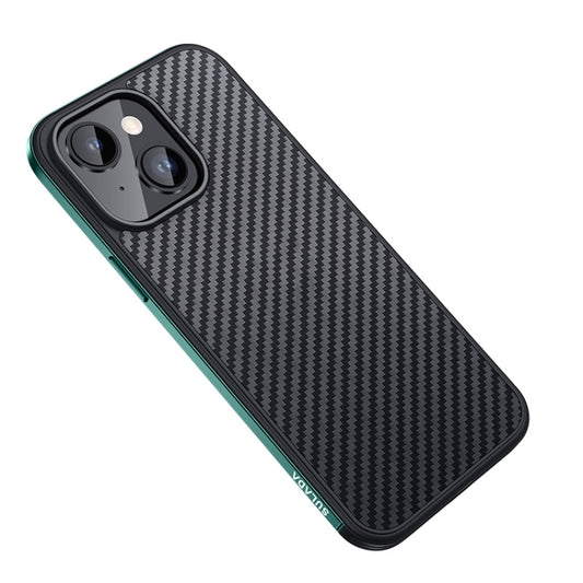 For iPhone 14 SULADA Carbon Fiber Textured Shockproof Metal + TPU Frame Case(Dark Green) - iPhone 14 Cases by SULADA | Online Shopping UK | buy2fix