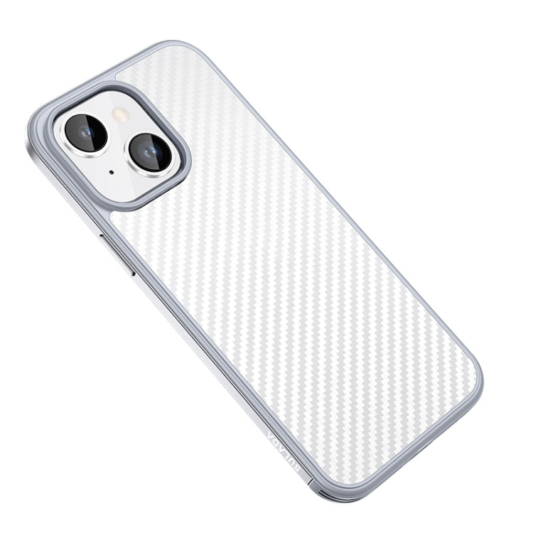 For iPhone 14 Plus SULADA Carbon Fiber Textured Shockproof Metal + TPU Frame Case(Silver) - iPhone 14 Plus Cases by SULADA | Online Shopping UK | buy2fix