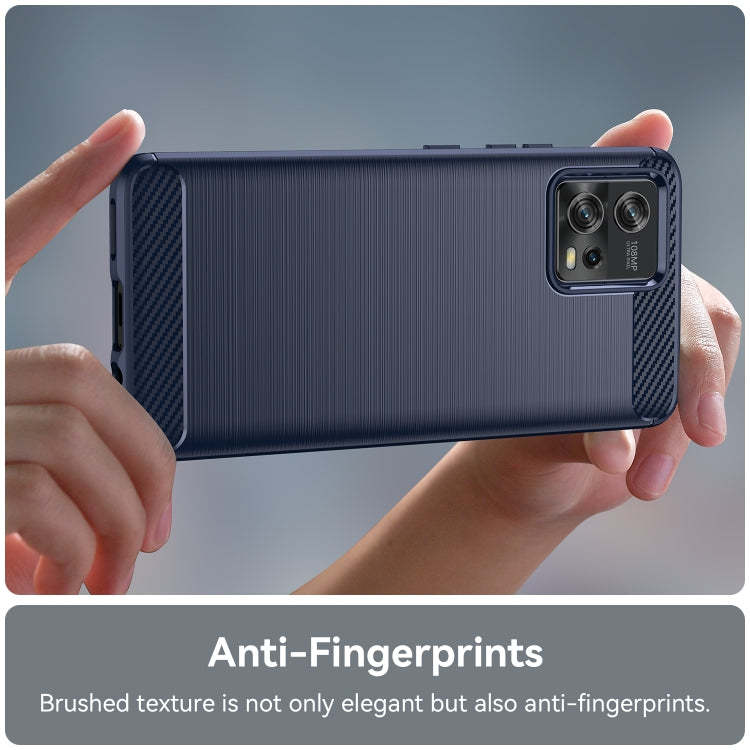 For Motorola Moto G72 5G Brushed Texture Carbon Fiber TPU Phone Case(Blue) - Motorola Cases by buy2fix | Online Shopping UK | buy2fix