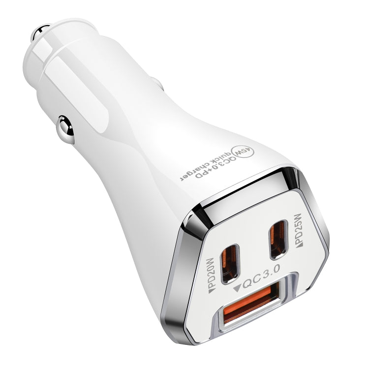 ACC-319PD 45W USB+Dual Type-C Fast Charge Car Charger(White) - In Car by buy2fix | Online Shopping UK | buy2fix