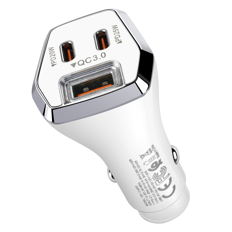 ACC-319PD 45W USB+Dual Type-C Fast Charge Car Charger(White) - In Car by buy2fix | Online Shopping UK | buy2fix