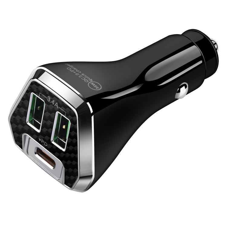 ACC-320PD 35W Dual USB+USB-C/Type-C Fast Charge Car Charger(Black) - In Car by buy2fix | Online Shopping UK | buy2fix