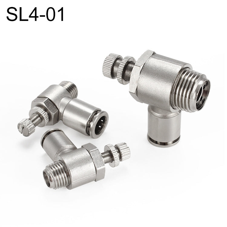 SL4-01 LAIZE Nickel Plated Copper Male Thread Throttle Valve Pneumatic Connector -  by LAIZE | Online Shopping UK | buy2fix