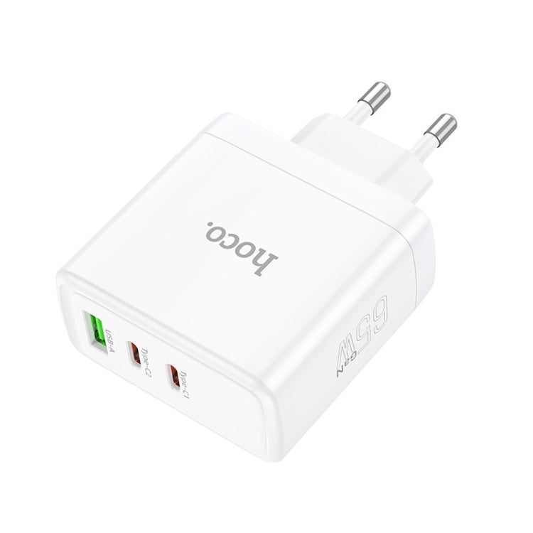 hoco N30 Glory PD 65W USB+ Dual USB-C/Type-C Interface Fast Charge Charger, EU Plug(White) - USB Charger by hoco | Online Shopping UK | buy2fix