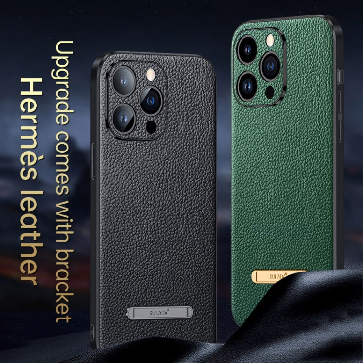 For iPhone 14 Pro Max SULADA Famous Artisan Series Litchi Leather PC + TPU Phone Case(Black) - iPhone 14 Pro Max Cases by SULADA | Online Shopping UK | buy2fix