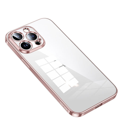 For iPhone 14 Pro Max SULADA Shine Through Series Plating TPU Transparent Phone Protective Case(Pink) - iPhone 14 Pro Max Cases by SULADA | Online Shopping UK | buy2fix