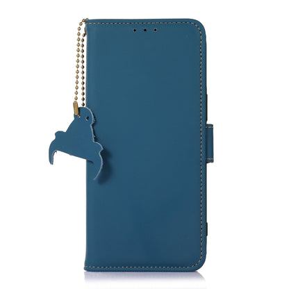 For Samsung Galaxy S22 5G Genuine Leather Magnetic RFID Leather Phone Case(Blue) - Galaxy S22 5G Cases by buy2fix | Online Shopping UK | buy2fix