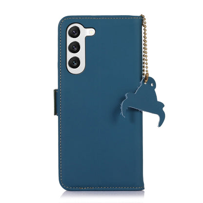 For Samsung Galaxy S23+ 5G Genuine Leather Magnetic RFID Leather Phone Case(Blue) - Galaxy S23+ 5G Cases by buy2fix | Online Shopping UK | buy2fix