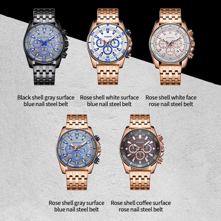 OCHSTIN 7259 Fashion Steel Strap Multifunctional Quartz Men Watch(Rose+Coffee+Rose) - Metal Strap Watches by OCHSTIN | Online Shopping UK | buy2fix