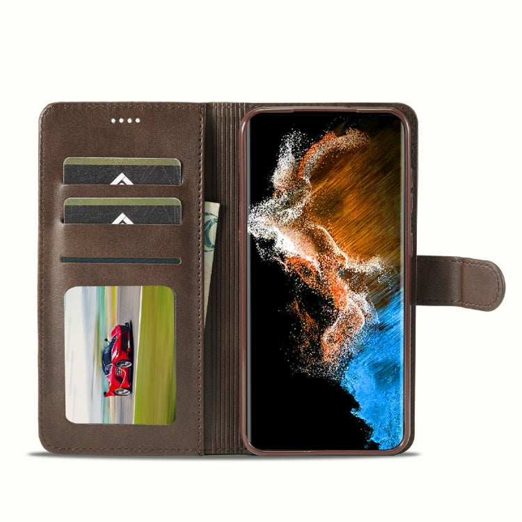 For Samsung Galaxy S23+ 5G LC.IMEEKE Calf Texture Horizontal Flip Leather Phone Case(Coffee) - Galaxy S23+ 5G Cases by LC.IMEEKE | Online Shopping UK | buy2fix