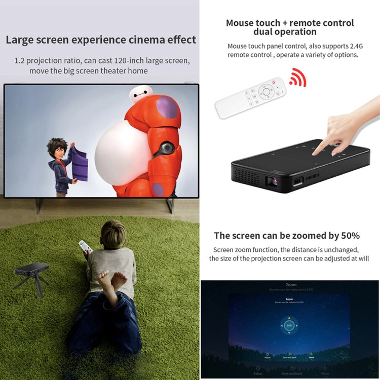 S90 DLP Android 9.0 1GB+8GB 4K Mini WiFi Smart Projector, Power Plug:AU Plug(Black) - Consumer Electronics by buy2fix | Online Shopping UK | buy2fix