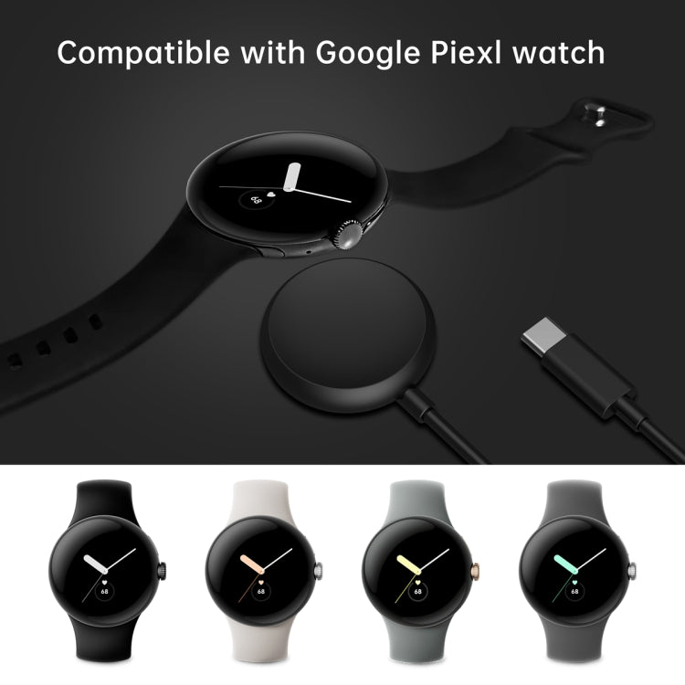 For Google Pixel Watch Type-C Port Smart Watch Magnetic Charging Cable, Length: 1m(Black) - Smart Wear by buy2fix | Online Shopping UK | buy2fix