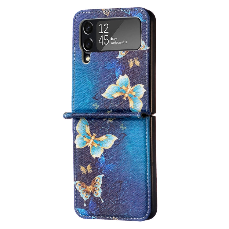 For Samsung Galaxy Z Flip4 Colored Drawing Invisible Magnetic Leather Phone Case(Gold Butterfly) - Galaxy Z Flip4 5G Cases by buy2fix | Online Shopping UK | buy2fix