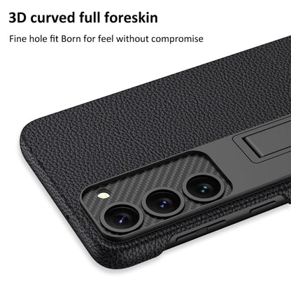 For Samsung Galaxy S23+ 5G GKK Plain Leather Shockproof Phone Case with Holder(Carbon Fiber) - Galaxy S23+ 5G Cases by GKK | Online Shopping UK | buy2fix