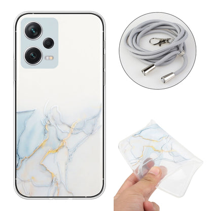 For Xiaomi Redmi Note 12 Pro 5G China Hollow Marble Pattern TPU Shockproof Phone Case with Neck Strap Rope(Grey) - Note 12 Pro Cases by buy2fix | Online Shopping UK | buy2fix