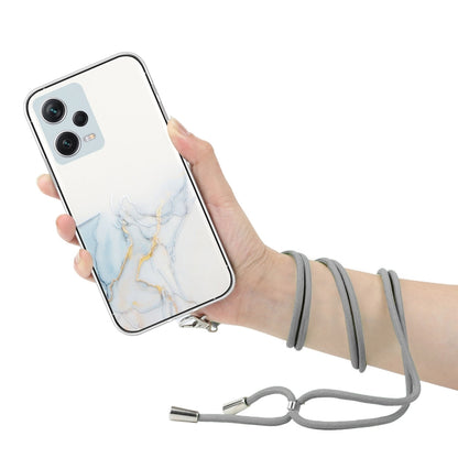 For Xiaomi Redmi Note 12 Pro 5G China Hollow Marble Pattern TPU Shockproof Phone Case with Neck Strap Rope(Grey) - Note 12 Pro Cases by buy2fix | Online Shopping UK | buy2fix