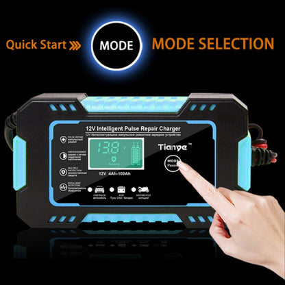 Motorcycle / Car Battery Smart Charger with LCD Creen, Plug Type:UK Plug(Blue) - In Car by buy2fix | Online Shopping UK | buy2fix