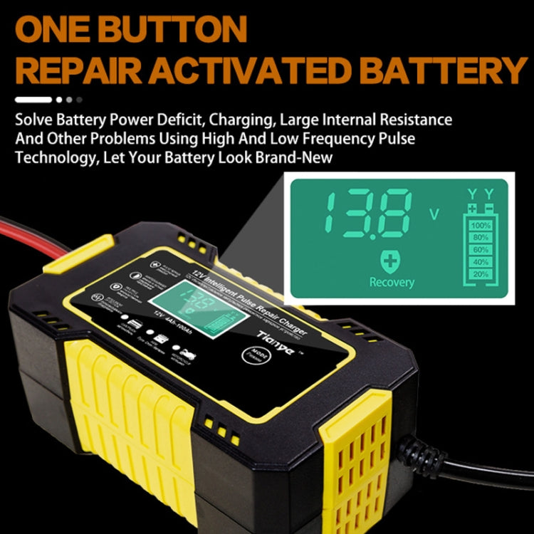 Motorcycle / Car Battery Smart Charger with LCD Creen, Plug Type:US Plug(Yellow) - In Car by buy2fix | Online Shopping UK | buy2fix