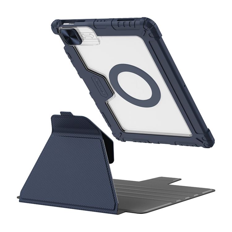 For iPad Pro 12.9 2022 NILLKIN Bumper Snapsafe Multifunctional Leather Tablet Case with Pen Slot(Blue) - iPad Pro 12.9 (2022/2021) Cases by NILLKIN | Online Shopping UK | buy2fix