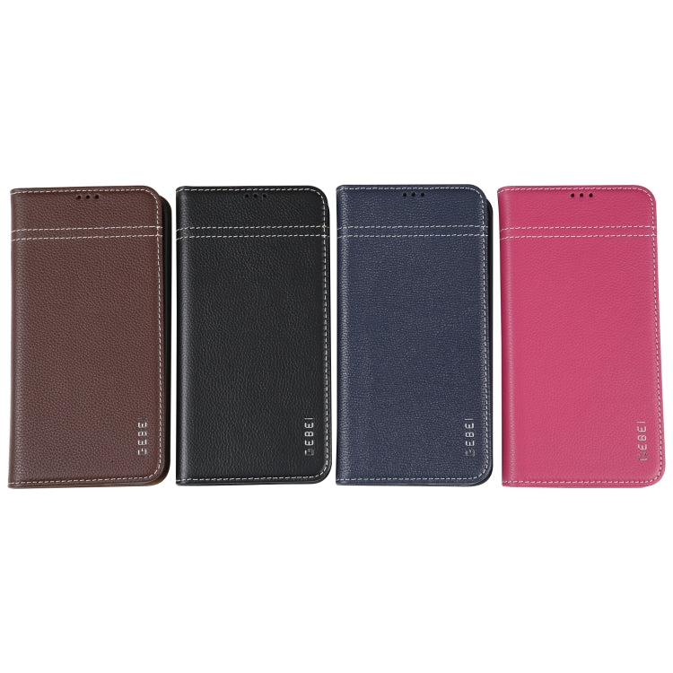 For iPhone 13 GEBEI Top-grain Horizontal Flip Leather Phone Case(Rose Red) - iPhone 13 Cases by GEBEI | Online Shopping UK | buy2fix