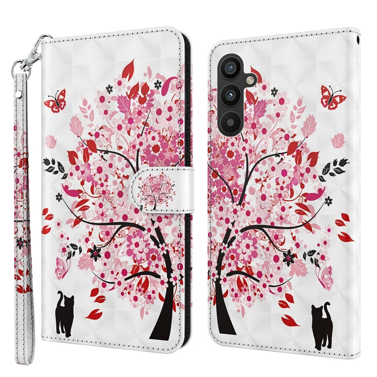 For Samsung Galaxy A34 5G 3D Painting Pattern TPU + PU Leather Phone Case(Cat Under The Tree) - Galaxy Phone Cases by buy2fix | Online Shopping UK | buy2fix