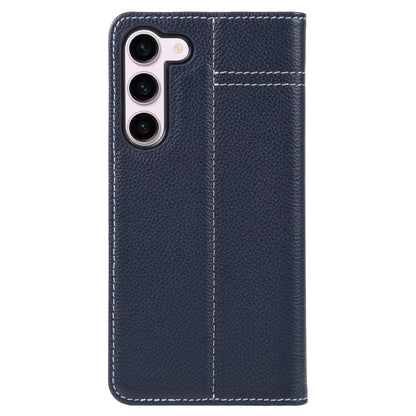 For Samsung Galaxy S23+ 5G GEBEI Top-grain Horizontal Flip Leather Phone Case(Blue) - Galaxy S23+ 5G Cases by GEBEI | Online Shopping UK | buy2fix