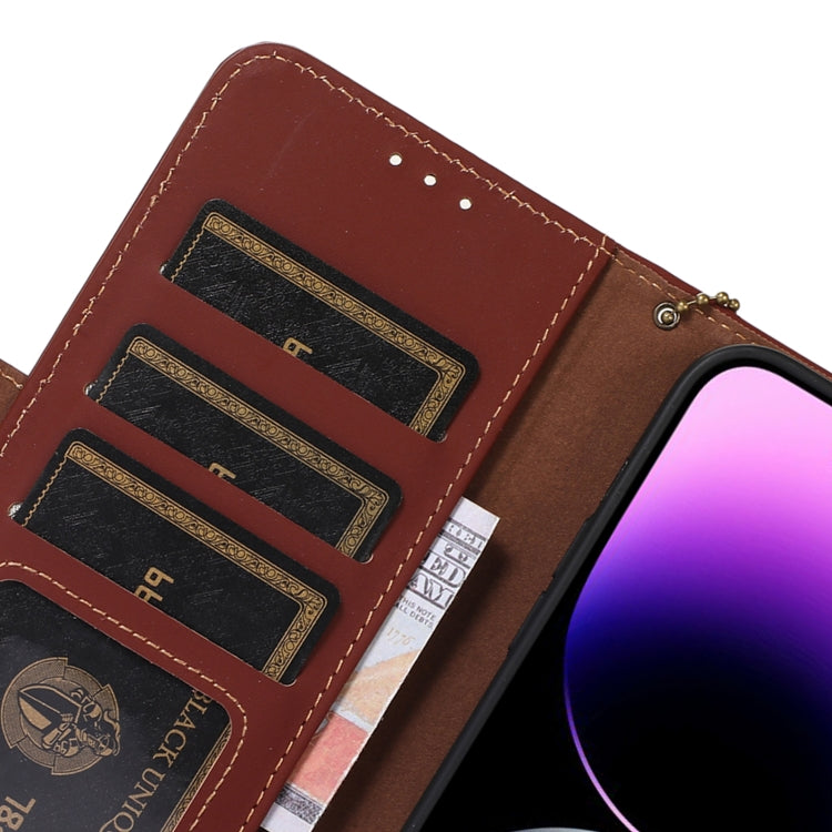 For Samsung Galaxy M14 5G Genuine Leather Magnetic RFID Leather Phone Case(Coffee) - Galaxy Phone Cases by buy2fix | Online Shopping UK | buy2fix