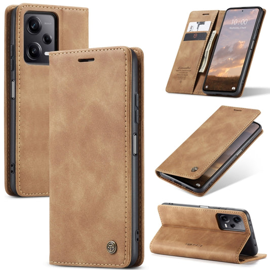 For Xiaomi Redmi Note 12 Pro 5G / Poco X5 Pro CaseMe 013 Multifunctional Horizontal Flip Leather Phone Case(Brown) - Note 12 Pro Cases by CaseMe | Online Shopping UK | buy2fix