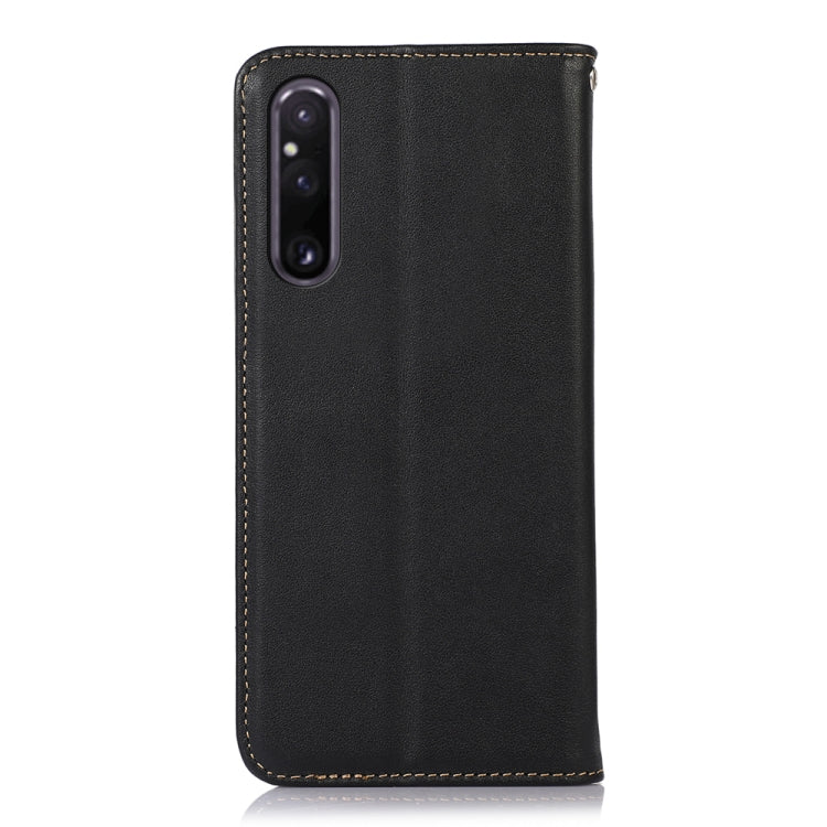 For Sony Xperia 1 V KHAZNEH Nappa Top Layer Cowhide Leather Phone Case(Black) - Sony Cases by buy2fix | Online Shopping UK | buy2fix