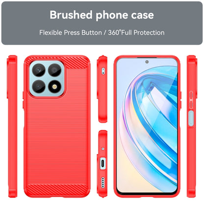 For Honor X8a Brushed Texture Carbon Fiber TPU Phone Case(Red) - Honor Cases by buy2fix | Online Shopping UK | buy2fix