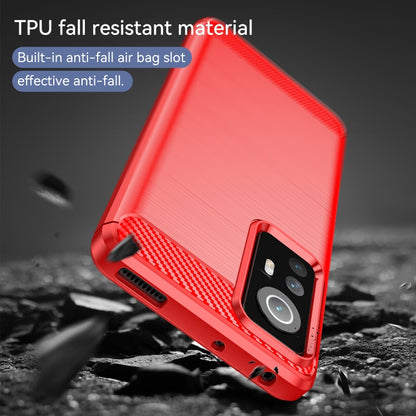 For Xiaomi Redmi 12S Brushed Texture Carbon Fiber TPU Phone Case(Red) - Xiaomi Cases by buy2fix | Online Shopping UK | buy2fix