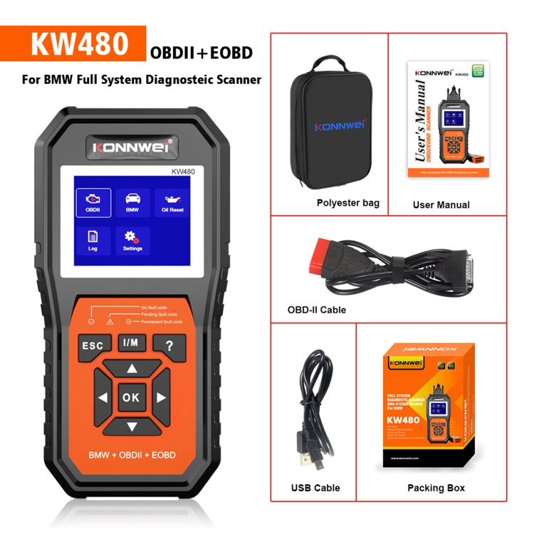 For BMW KONNWE KW480 2.8 inch Color Screen OBD2 Car Fault Detector - Code Readers & Scan Tools by KONNWEI | Online Shopping UK | buy2fix