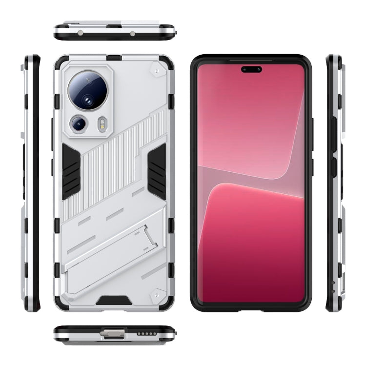 For Xiaomi 13 Lite Punk Armor 2 in 1 PC + TPU Shockproof Phone Case with Holder(White) - 13 Lite Cases by buy2fix | Online Shopping UK | buy2fix