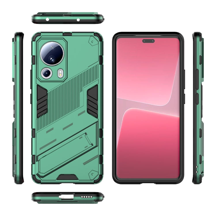 For Xiaomi 13 Lite Punk Armor 2 in 1 PC + TPU Shockproof Phone Case with Holder(Green) - 13 Lite Cases by buy2fix | Online Shopping UK | buy2fix