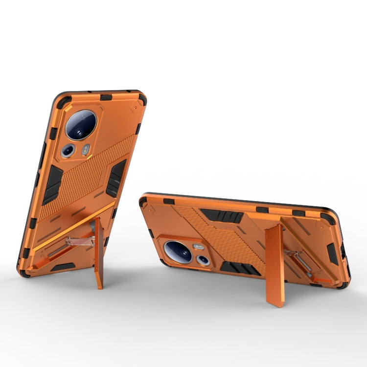 For Xiaomi 13 Lite Punk Armor 2 in 1 PC + TPU Shockproof Phone Case with Holder(Orange) - 13 Lite Cases by buy2fix | Online Shopping UK | buy2fix