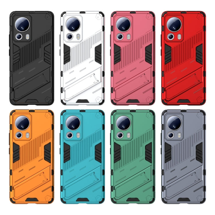 For Xiaomi 13 Lite Punk Armor 2 in 1 PC + TPU Shockproof Phone Case with Holder(Orange) - 13 Lite Cases by buy2fix | Online Shopping UK | buy2fix