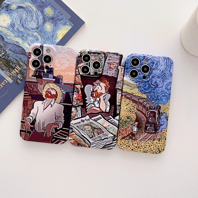 For iPhone 13 Pro Max Precise Hole Oil Painting Glossy PC Phone Case(Train) - iPhone 13 Pro Max Cases by buy2fix | Online Shopping UK | buy2fix