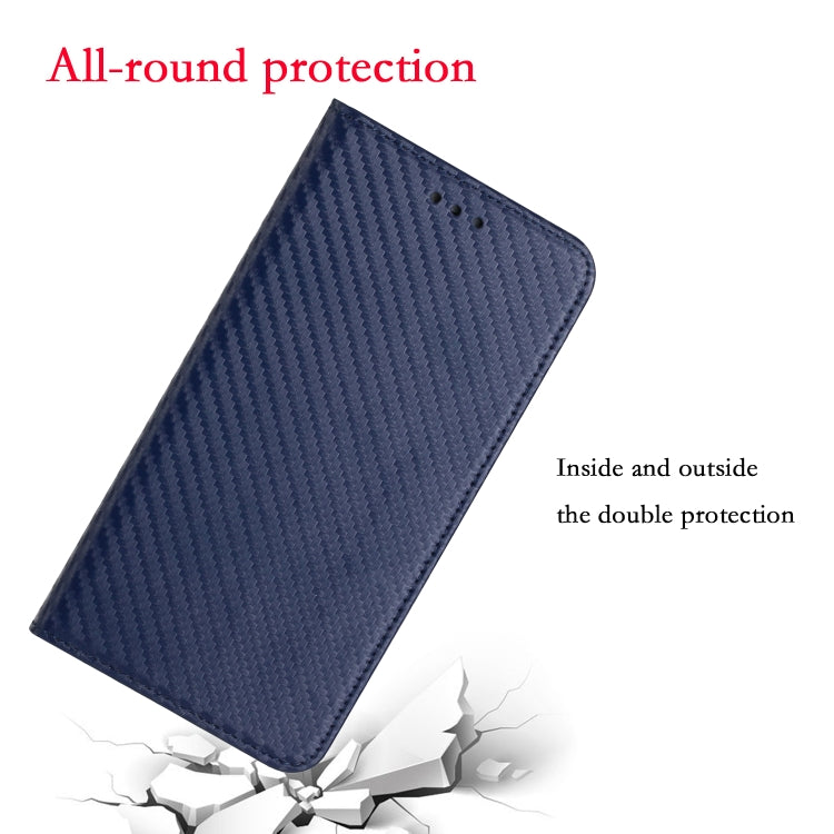 For Xiaomi Redmi 12C Carbon Fiber Texture Magnetic Flip Leather Phone Case(Blue) - Xiaomi Cases by buy2fix | Online Shopping UK | buy2fix