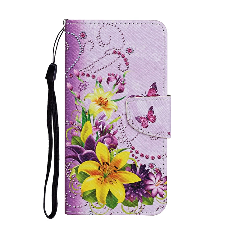 For Xiaomi Redmi Note 12 4G Global Colored Drawing Pattern Flip Leather Phone Case(Yellow Flower Butterfly) - Note 12 Cases by buy2fix | Online Shopping UK | buy2fix