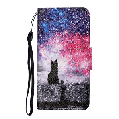 For Xiaomi Redmi Note 12 4G Global Colored Drawing Pattern Flip Leather Phone Case(Star Sky Cat) - Note 12 Cases by buy2fix | Online Shopping UK | buy2fix