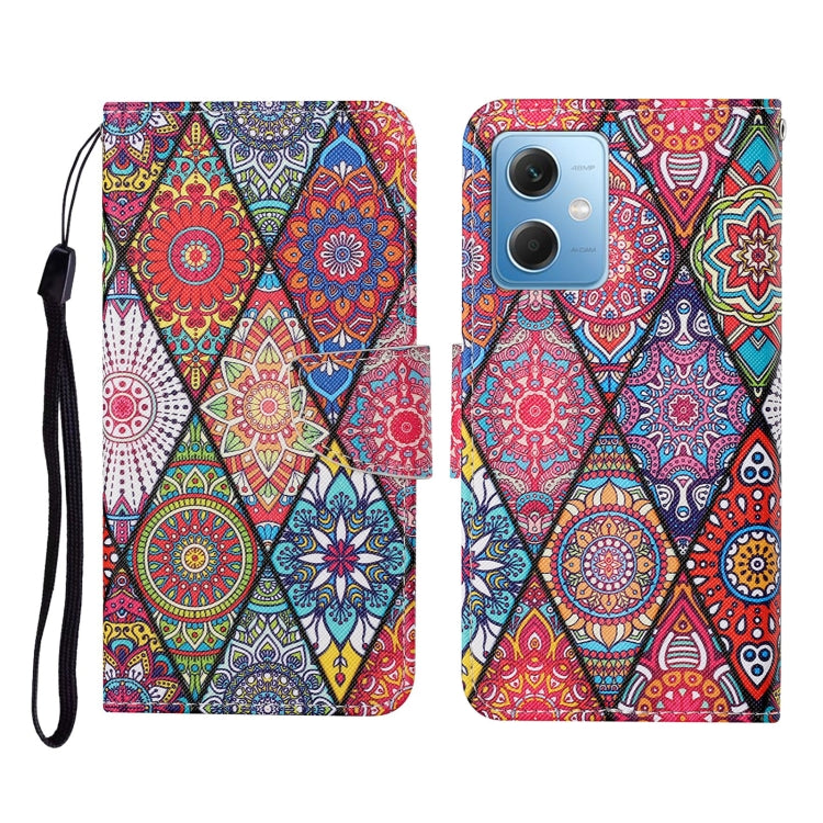 For Xiaomi Redmi Note 12 5G Global/Poco X5 Colored Drawing Pattern Flip Leather Phone Case(Diamond Totem) - Note 12 Cases by buy2fix | Online Shopping UK | buy2fix