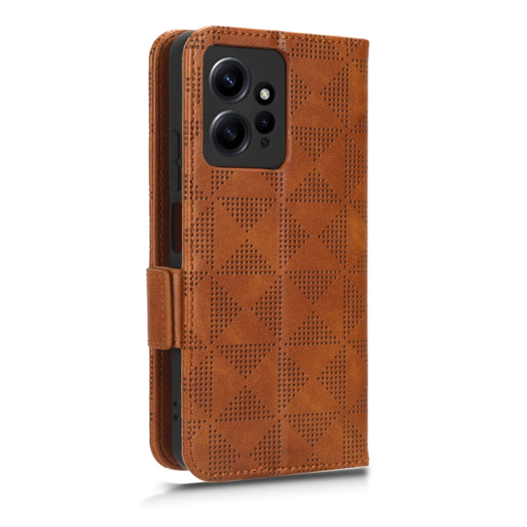 For Xiaomi Redmi Note 12 4G Global Symmetrical Triangle Leather Phone Case(Brown) - Note 12 Cases by buy2fix | Online Shopping UK | buy2fix