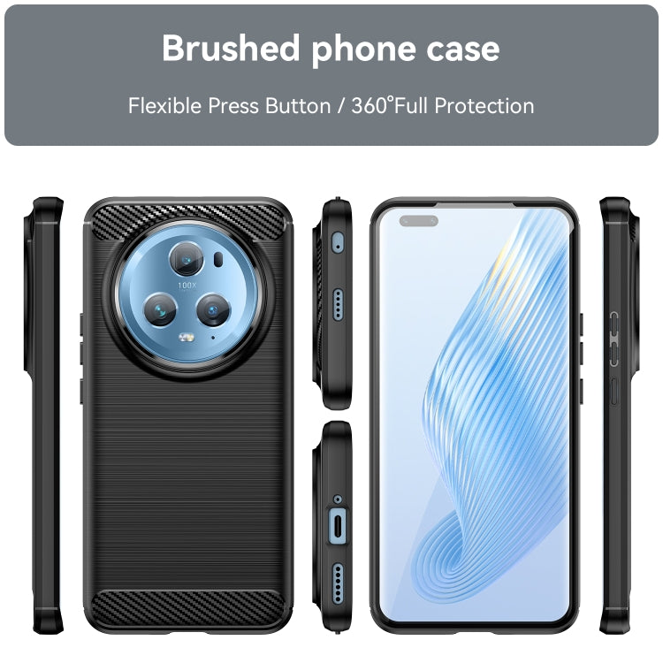 For Honor Magic5 Pro Brushed Texture Carbon Fiber TPU Phone Case(Black) - Honor Cases by buy2fix | Online Shopping UK | buy2fix