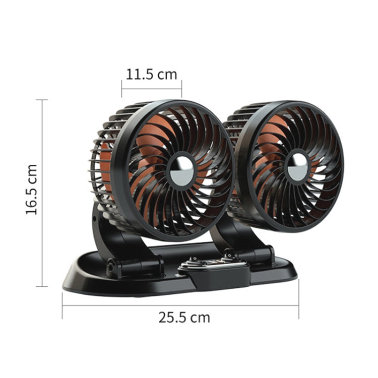 F622U Car Creative Folding Rotatable Double Head Electric Cooling Fan with Dual USB Charging Port, Style:24V Cigarette Lighter - In Car by buy2fix | Online Shopping UK | buy2fix