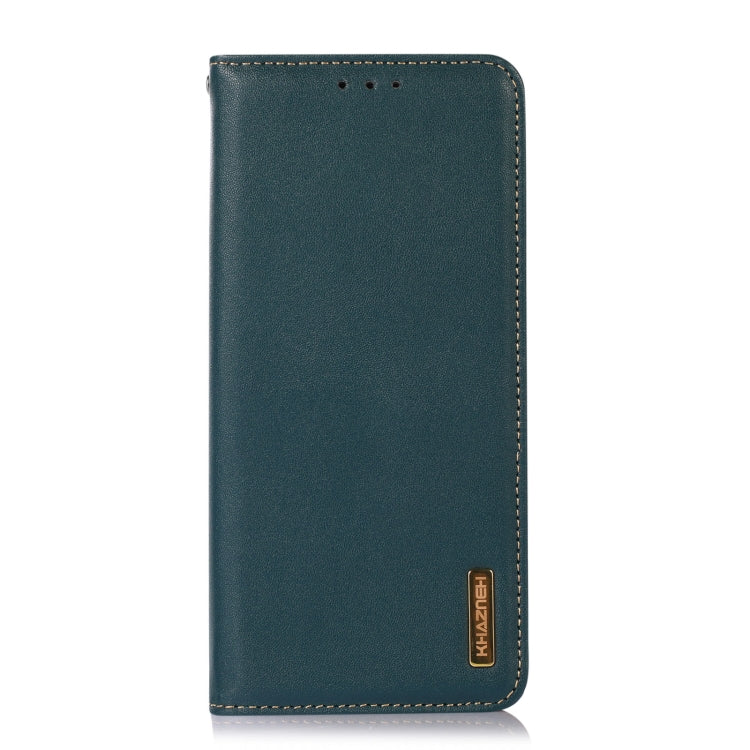 For Motorola Moto G Power 2023 KHAZNEH Nappa Top Layer Cowhide Leather Phone Case(Green) - Motorola Cases by buy2fix | Online Shopping UK | buy2fix