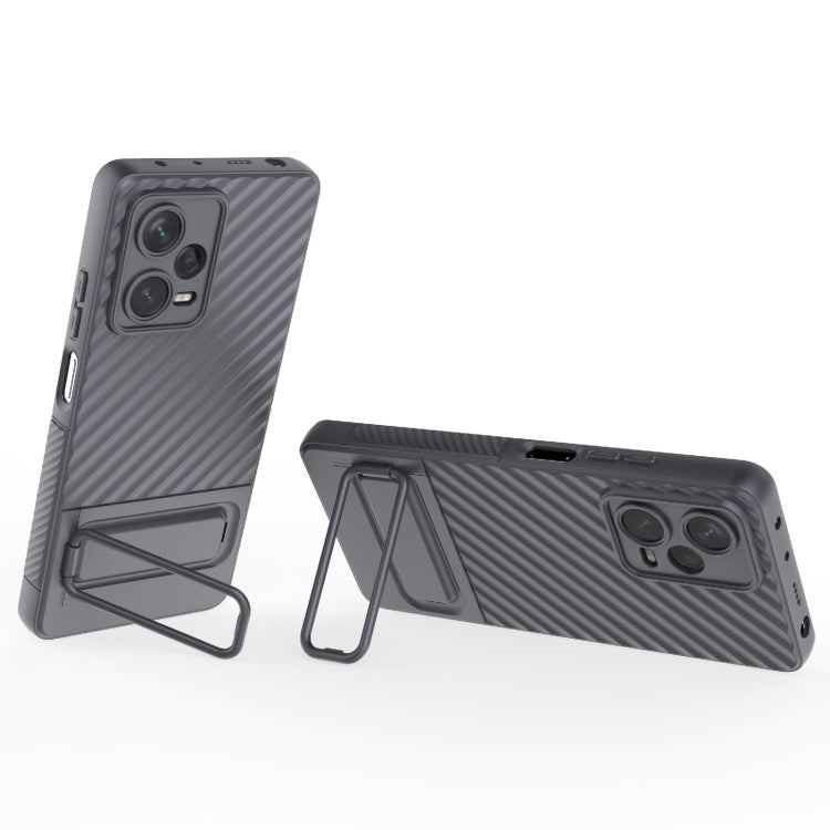 For Xiaomi Redmi Note 12 Pro+ Global Wavy Texture TPU Phone Case with Lens Film(Grey) - Note 12 Pro+ Cases by buy2fix | Online Shopping UK | buy2fix